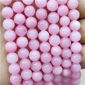 Natural Honey Jade Beads Pink Dye Smooth Round, approx 4mm dia