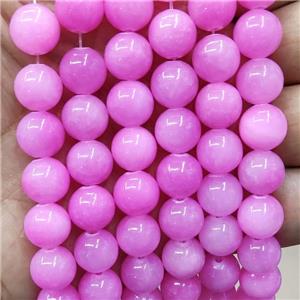 Natural Honey Jade Beads Hotpink Dye Smooth Round, approx 4mm dia