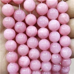 Natural Honey Jade Beads Pink Dye Smooth Round, approx 4mm dia