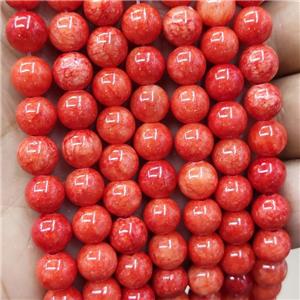 Natural Honey Jade Beads Red Dye Smooth Round, approx 12mm dia