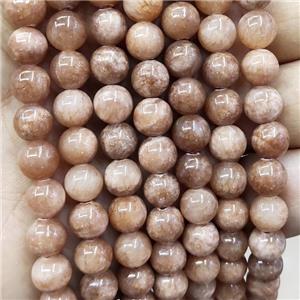 Natural Honey Jade Beads Peach Dye Smooth Round, approx 4mm dia