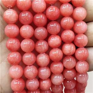 Natural Honey Jade Beads Red Dye Smooth Round, approx 10mm dia