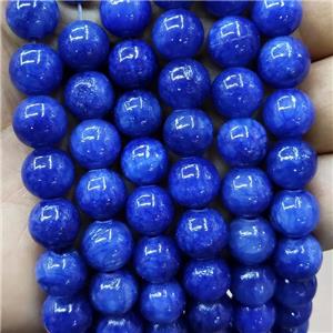 Natural Honey Jade Beads Royalblue Dye Smooth Round, approx 10mm dia