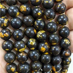 Jade Beads Dye Smooth Round Yellow, approx 8mm dia