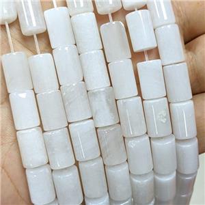 Sponge Jade Tube Beads White Dye, approx 8-12mm