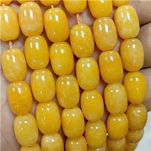 Sponge Jade Barrel Beads Yellow Dye, approx 10-14mm