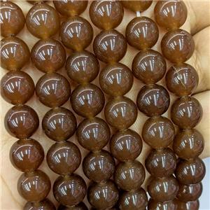 Jade Beads Chocolate Dye Smooth Round, approx 8mm dia