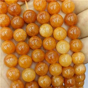 Sponge Jade Beads Orange Dye Smooth Round, approx 8mm dia