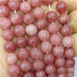 Sponge Jade Beads Pink Dye Smooth Round, approx 12mm dia