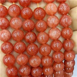 Sponge Jade Beads Red Dye Smooth Round, approx 8mm dia