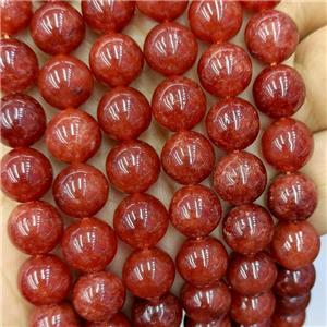 Sponge Jade Beads Red Dye Smooth Round, approx 8mm dia