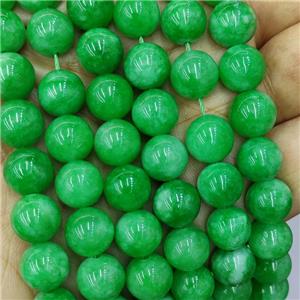 Sponge Jade Beads Green Dye Smooth Round, approx 12mm dia