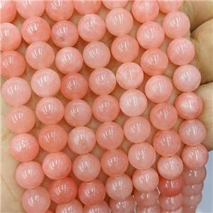 Sponge Jade Beads Pink Dye Smooth Round, approx 10mm dia