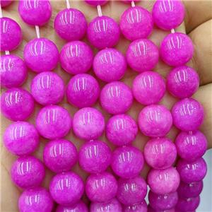 Sponge Jade Beads Hotpink Dye Smooth Round, approx 8mm dia