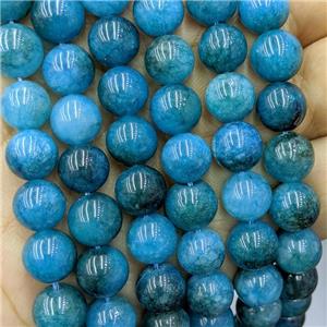 Sponge Jade Beads Blue Dye Smooth Round, approx 8mm dia