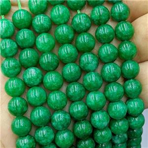 Sponge Jade Beads Green Dye Smooth Round, approx 8mm dia