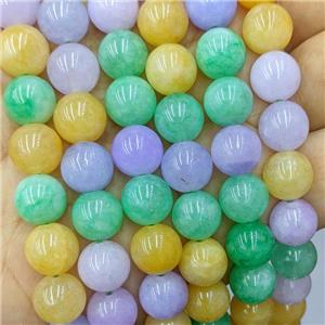 Sponge Jade Beads Dye Smooth Round Mix Color, approx 8mm dia