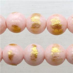 round pink JinShan Jade beads, approx 6mm dia