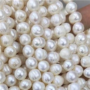 Natural Freshwater Pearl Beads, D-grade, approx 9-10mm, 35cm length