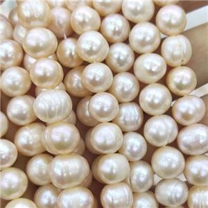 Natural Freshwater Pearl Beads, approx 10-11mm, 35cm length