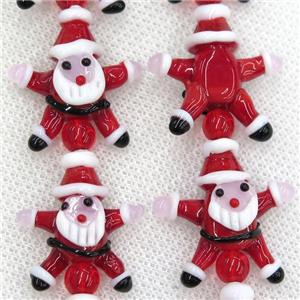 Lampwork glass beads, santa claus, approx 24-26mm