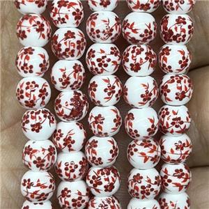 Porcelain beads, round, approx 6mm dia