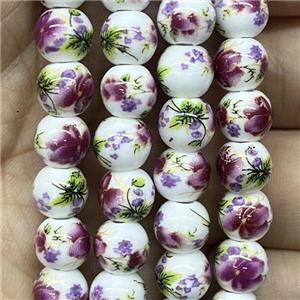 Porcelain beads, round, approx 8mm dia