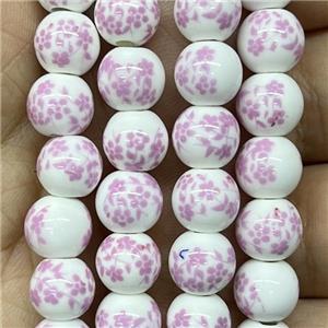 Porcelain beads, round, approx 8mm dia