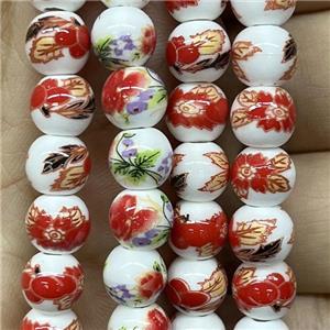 Porcelain beads, round, approx 8mm dia