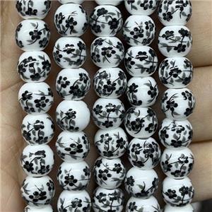 Porcelain beads, round, approx 8mm dia