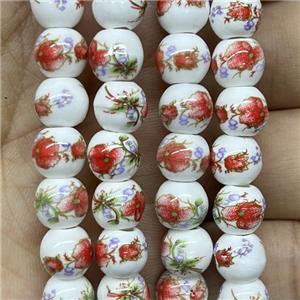 Porcelain beads, round, approx 8mm dia