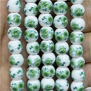 Porcelain beads, round, approx 8mm dia