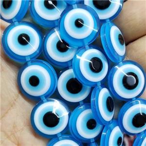 Blue Resin Circle Evil Eye Beads, approx 20mm, 20pcs per st