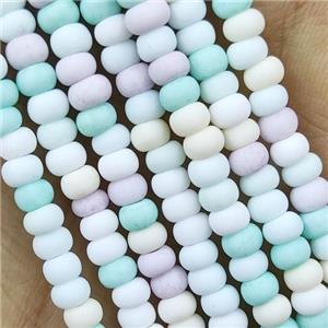 Multicolor Lampwork Glass Rondelle Beads Matte, approx 4mm