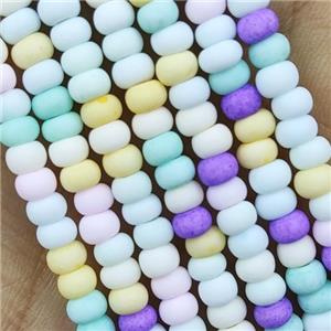 Multicolor Lampwork Glass Rondelle Beads Matte, approx 4mm