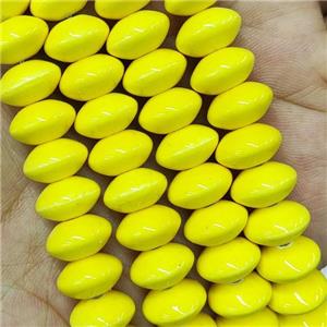 Yellow Lampwork Glass Bicone Beads, approx 7x12mm, 45pcs per st