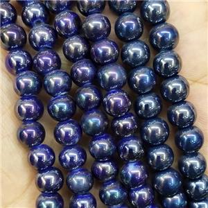 Darkpurple Porcelain Beads Smooth Round, approx 8mm, 49pcs per st