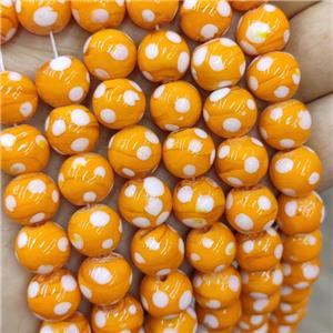 Orange Lampwork Glass Beads Spot Smooth Round, approx 12mm