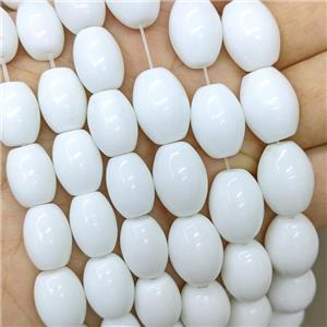 White Porcelain Rice Beads, approx 6x10mm