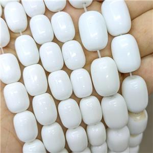 White Porcelain Barrel Beads, approx 10x14mm