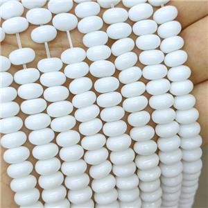 White Porcelain Beads Smooth Rondelle, approx 6x10mm