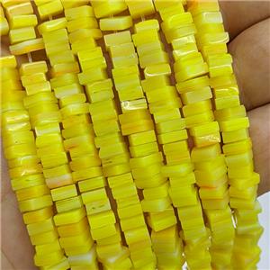 Yellow Lampwork Glass Square Beads, approx 5.5mm