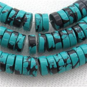 green Assembled Turquoise heishi beads, approx 3x10mm