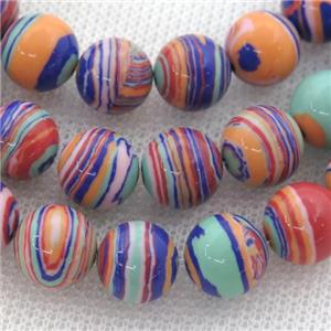 Synthetic Malachite beads, round, multicolor, approx 8mm dia