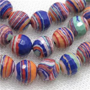 Synthetic Malachite beads, faceted round, multicolor, approx 6mm dia