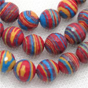 Synthetic Malachite beads, faceted round, multicolor, approx 10mm dia