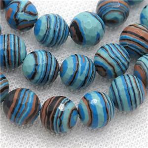 Synthetic Malachite beads, faceted round, multicolor, approx 8mm dia