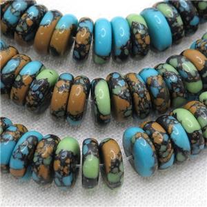 Assembled Turquoise heishi beads, multicolor, approx 3x10mm