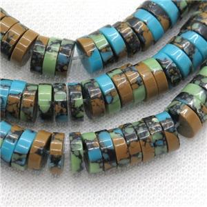 Assembled Turquoise heishi beads, multicolor, approx 3x10mm