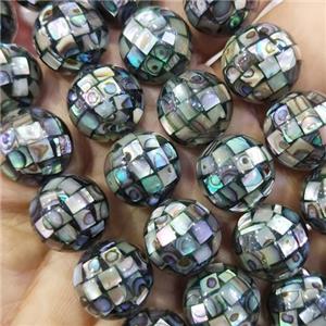 Abalone Shell Beads, faceted round, approx 10mm dia